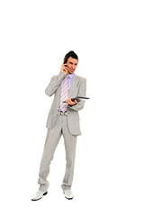 young business man standing using a tablet