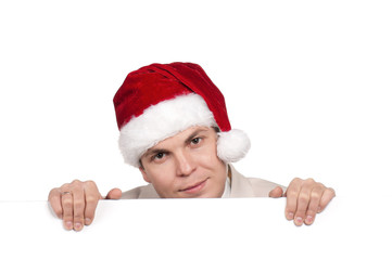 Portrait of man in santa hat