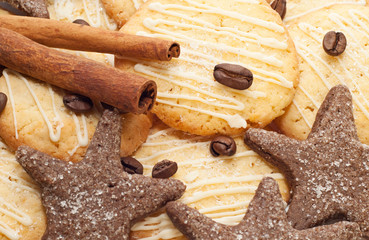 Sweet cookies with coffee and cinnamon