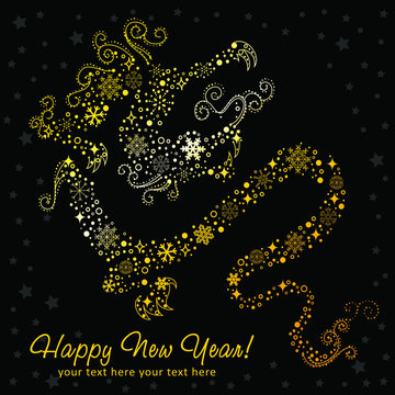 Ornate chinese New Year of stylized Dragon card