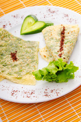 Pancakes stuffed with various herbs