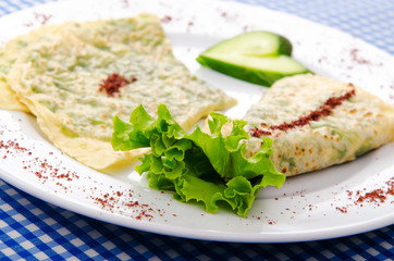 Pancakes stuffed with various herbs