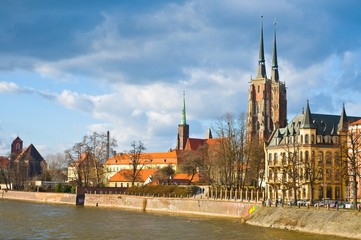 Fototapeta premium European old city, Cathedral island, Wroclaw, Poland
