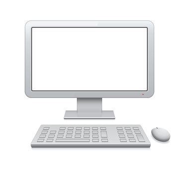 Vector desktop computer with blank widescreen monitor (16:9)