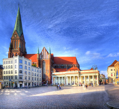 Schwerin Marktplatz mit Dom Stock Photo | Adobe Stock
