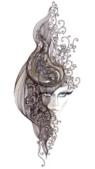 Foto op Plexiglas ornate woman hair (Cbm painting) © ankdesign