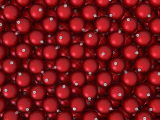 Red Christmas balls background