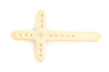 Wooden cross isolated on white
