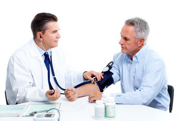 Blood pressure measuring. Doctor and patient.