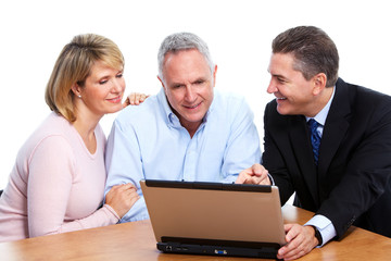 Senior couple with financial adviser.