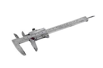 Old vernier caliper, isolated on white background