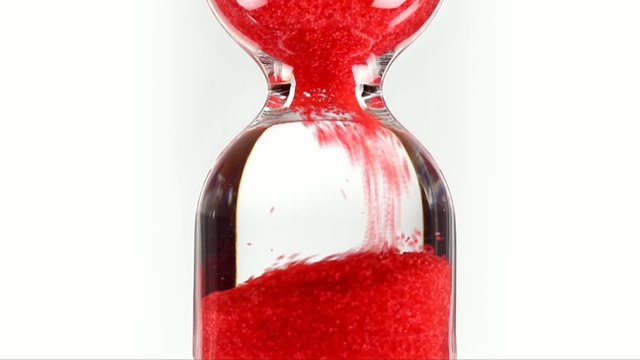 Hourglass with red pearls - Time Lapse