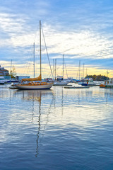 Fototapeta premium Ocean sky with boats