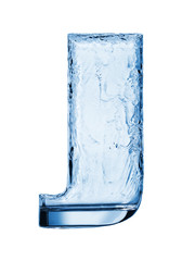 One letter of the alphabet. Water splash in a glass