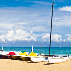 Boats in the beautiful cuban beach of Varadero