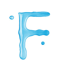 Water drops font on white background