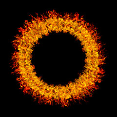 Abstract burning fire circle top view vector background