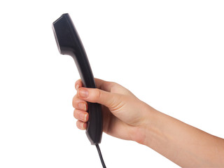 Female hand giving a phone tube