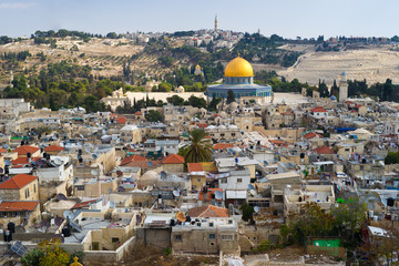 Dome of the Rock, high angle view to Jerusalem