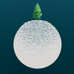Christmas tree on white globe