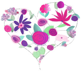 love design with a heart and flowers