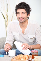 a man having breakfast