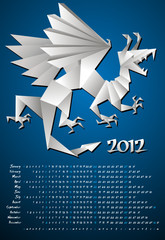 Obraz na płótnie Canvas Year dragon, calendar 2012, origami, vector