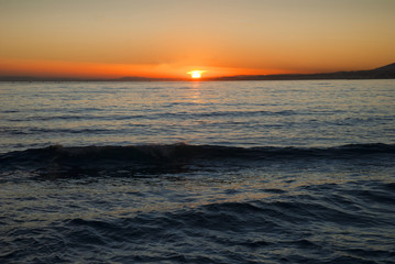 Fototapeta premium Sunset over beach at Marbella on Costa del Sol Spain