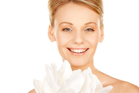 beautiful woman with madonna lily