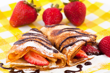 Pancakes with the strawberries