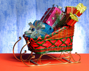 Sledge with gifts and toys