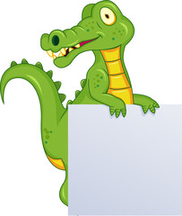 Crocodile with blank sign