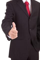 Business man showing thumb up