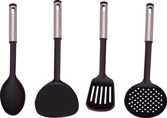 group of kitchen utensil on white