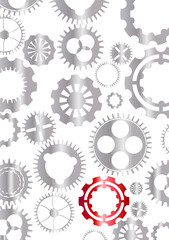 red gear in grey surroundings