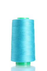 Blue bobbin thread isolated on white