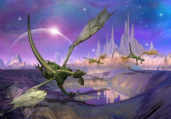 Wall murals Dragons Dragons - Fantasy World 01