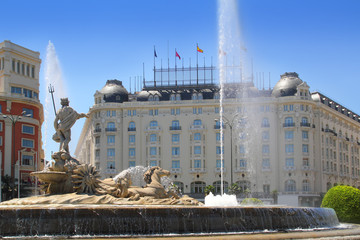 Madrid Neptuno fountain in Paseo de la Castellana