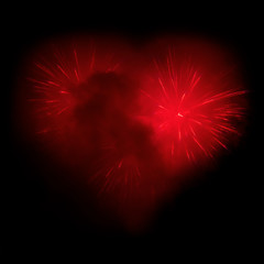 Fireworks in the form of heart