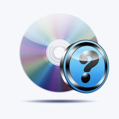 Icono CD 3D con señal interrogacion