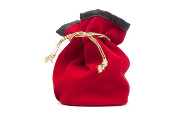 Closed red bag isolated on the white background