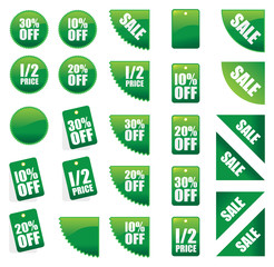 set of green sales signs