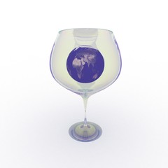 3d rendering of the globe is in a glass