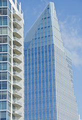 Blue Pyramid Tower Beyond Condo Balconies