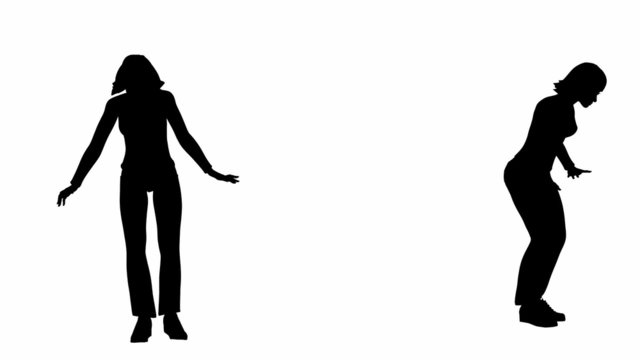 slow motion jumping woman silhouette