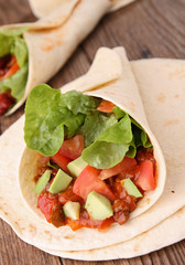 fajitas burritos with beef and vegetables