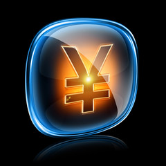 Obraz premium Yen icon neon, isolated on black background