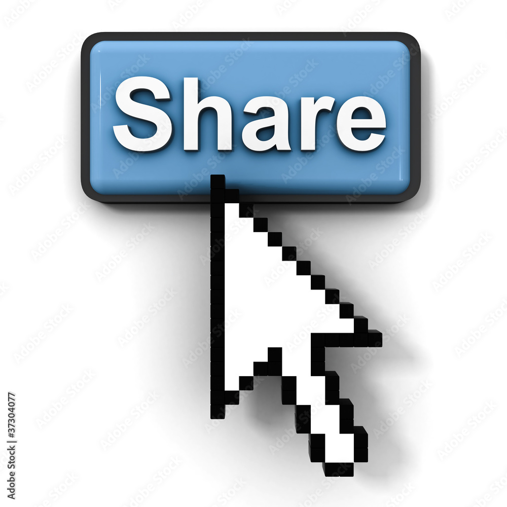 Aufkleber Share button with arrow cursor on white background