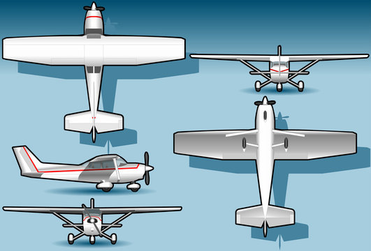 Isometric White Plane In Five Position