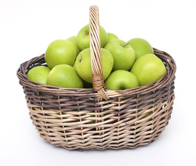 basket with green apples